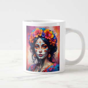 Mexican Catrina watercolor Large Coffee Mug