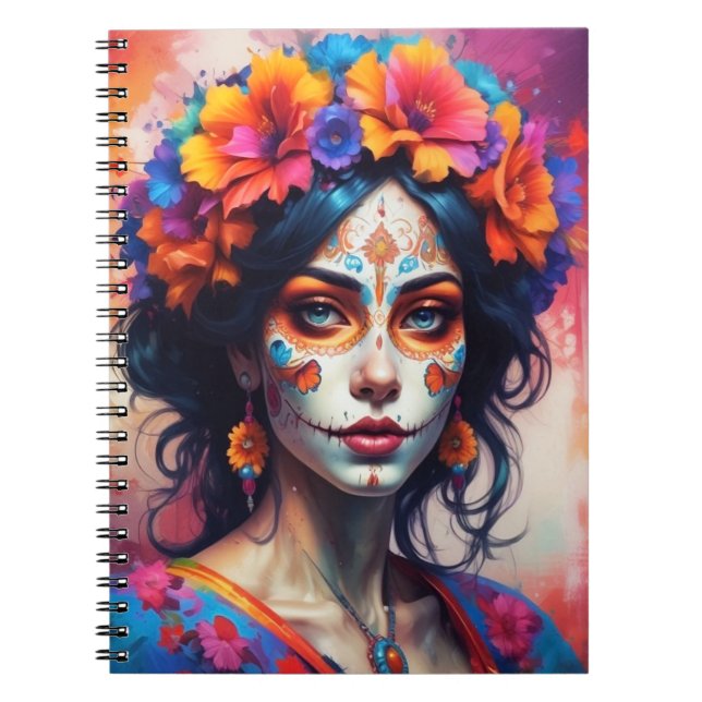 Mexican Catrina watercolor Notebook (Front)