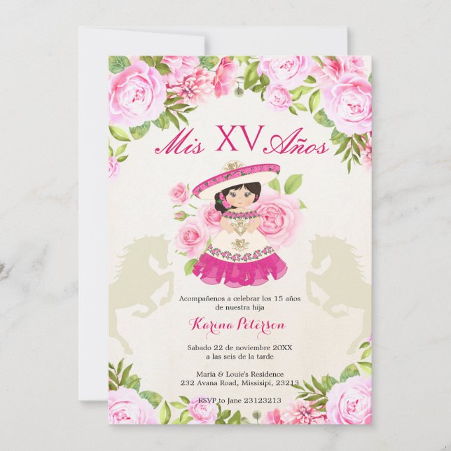 Mexican Charra 15 Quinceanera Invitation (Front)