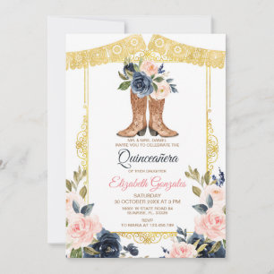 Mexican Charro Boots Quinceanera  Invitation