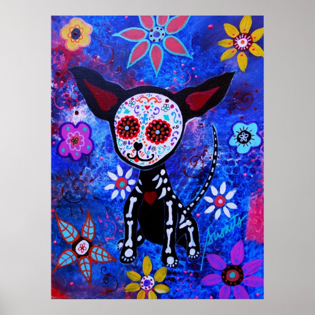 MEXICAN CHIHUAHUA DIA DE LOS MUERTOS PAINTING POSTER (Front)