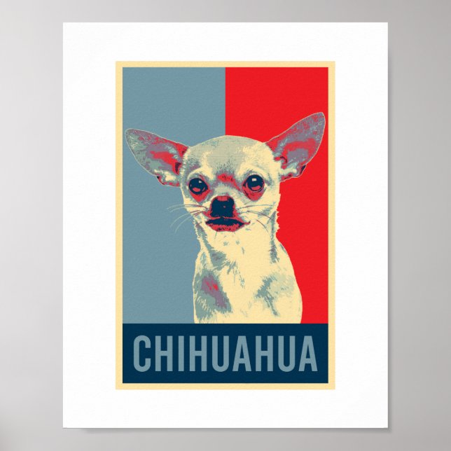 Mexican Chihuahua Dog Portrait Pop Art Poster (Front)