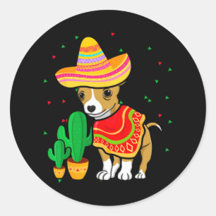 Mexican Chihuahua Dog Sombrero Cinco De Mayo Fiest Classic Round Sticker