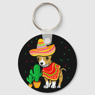 Mexican Chihuahua Dog Sombrero Cinco De Mayo Fiest Key Ring