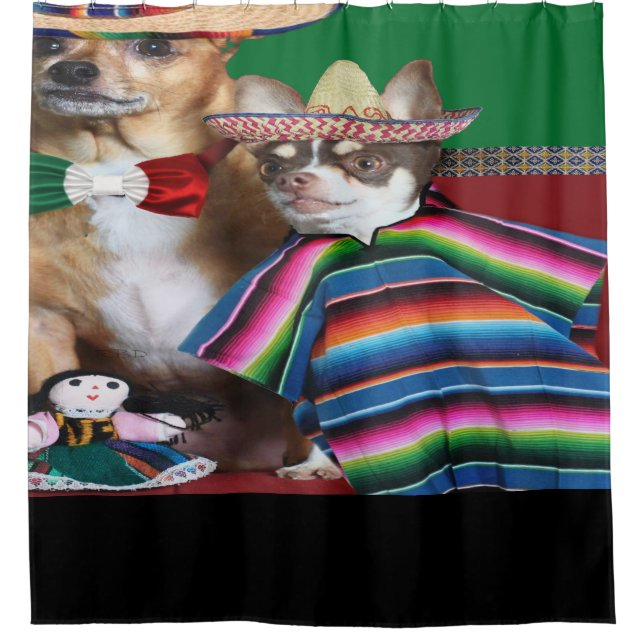 Mexican Chihuahua dogs Shower curtain (Front)