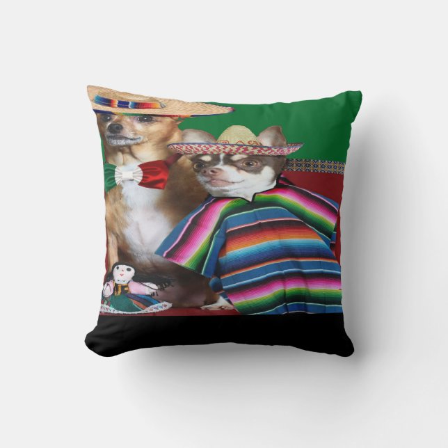 Mexican chihuahua dogs throw Pillow (Front)