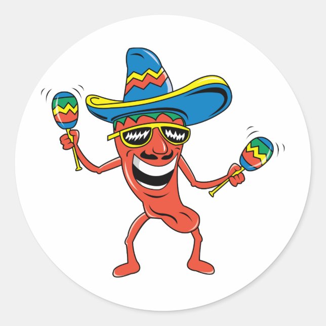 Mexican Chilli Pepper Classic Round Sticker (Front)
