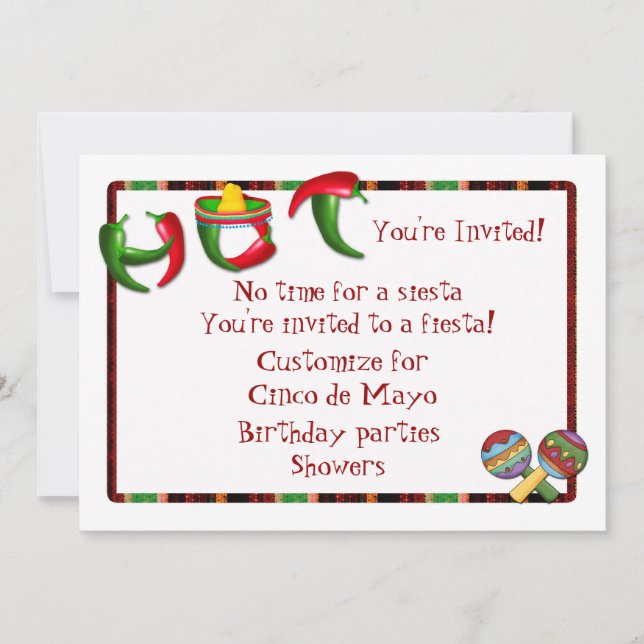Mexican Chilli Pepper Fiesta Invitation (Front)