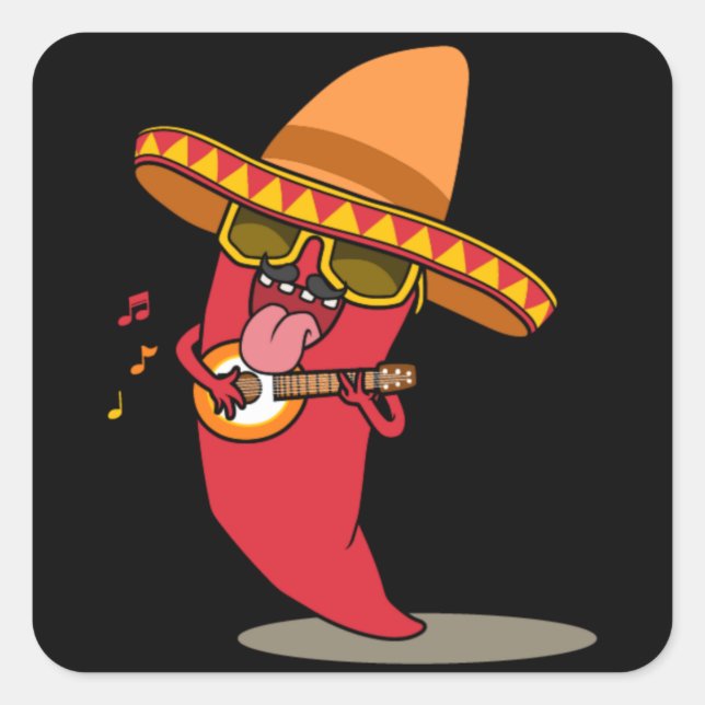 Mexican chilli pepper square sticker (Front)