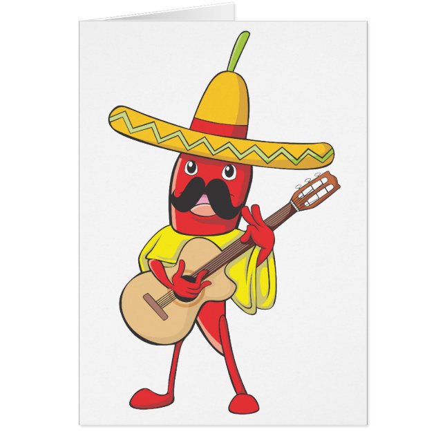 Mexican Chilli Playing a Guitar (Front)