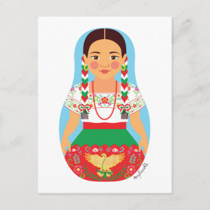 Mexican, China Poblana Matryoshka Postcard