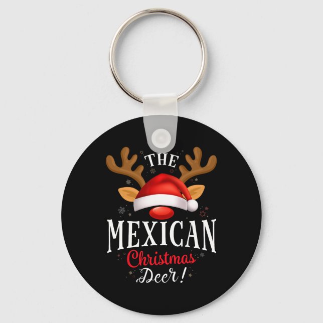 Mexican Christmas Deer Pjs Xmas Family Matching  Key Ring (Front)