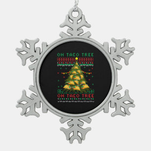 mexican Christmas, mexican Christmas taco, mexican Snowflake Pewter Christmas Ornament