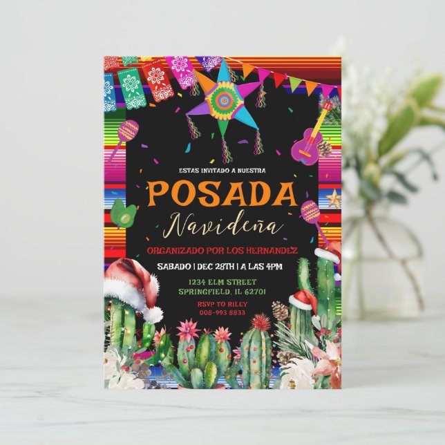 Mexican Christmas Posada Party Invitation (Standing Front)
