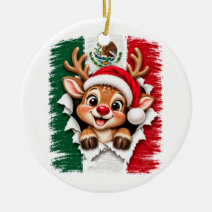 Mexican Christmas Reindeer Ceramic Tree Decoration