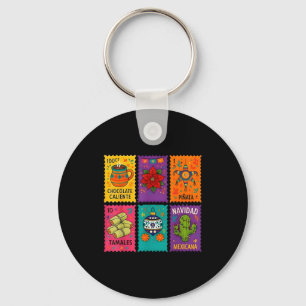 Mexican Christmas Stamps Chocolate Tamales Xmas  Key Ring