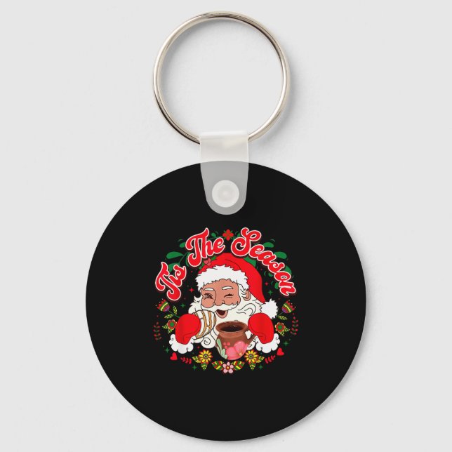 Mexican Christmas Tis The Season Santa Claus Pan D Key Ring (Front)