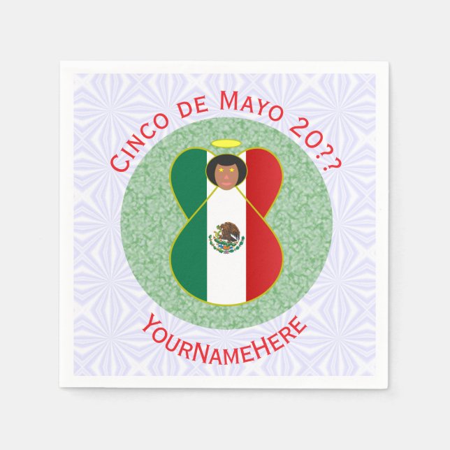 Mexican Cinco de Mayo Angel Personalised  Napkin (Front)