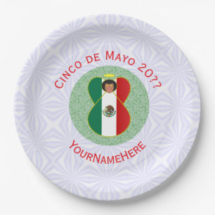 Mexican Cinco de Mayo Angel Personalised  Paper Plate