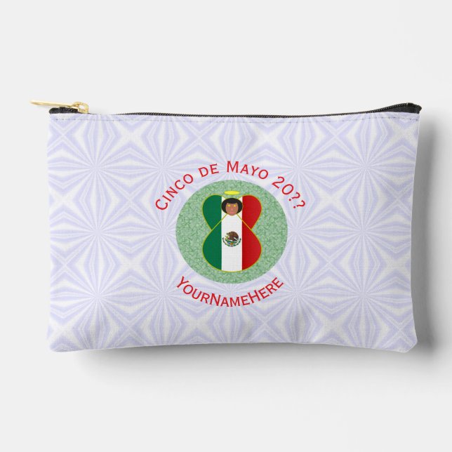 Mexican Cinco de Mayo Angel Personalised Small Accessory Pouch (Front)
