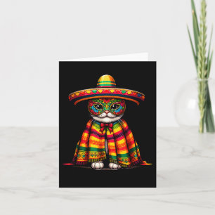 Mexican Cinco De Mayo Cat Poncho Sombrero Cat Love Card