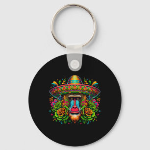 Mexican Cinco De Mayo Let's Fiesta Party Baboon Mo Key Ring