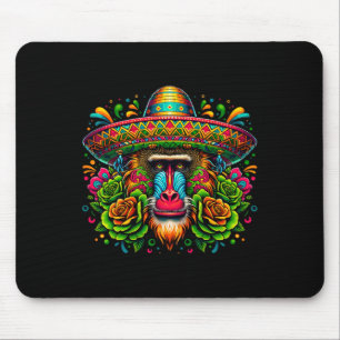 Mexican Cinco De Mayo Let's Fiesta Party Baboon Mo Mouse Mat