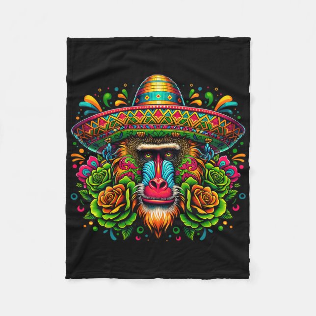 Mexican Cinco De Mayo Let's Fiesta Party Boon Monk Fleece Blanket (Front)