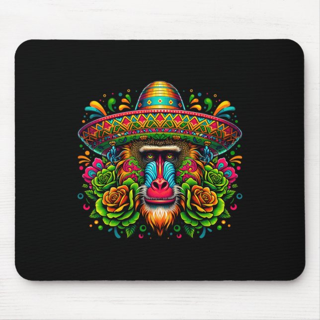 Mexican Cinco De Mayo Let's Fiesta Party Boon Monk Mouse Mat (Front)
