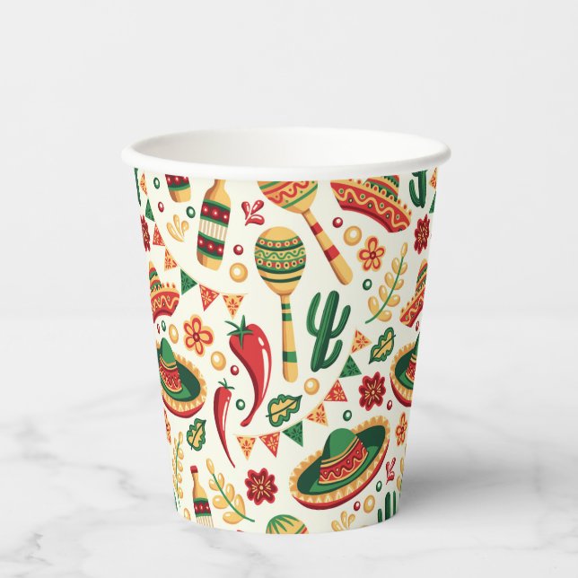 Mexican Cinco De Mayo Pattern  Paper Cups (Front)