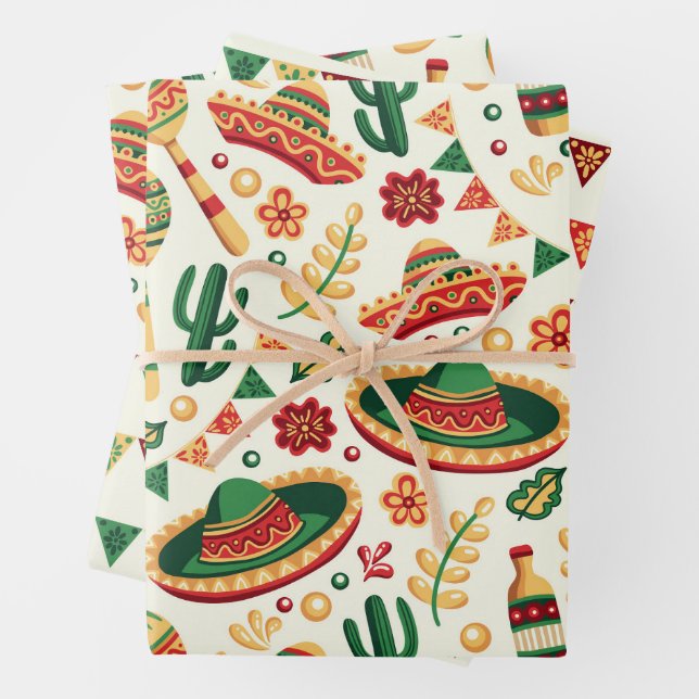 Mexican Cinco De Mayo Pattern  Wrapping Paper Sheet (In situ)