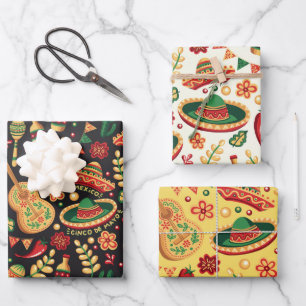 Mexican Cinco De Mayo Pattern Wrapping Paper Sheet