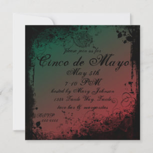 Mexican Coat of Arms Grunge Cinco de Mayo Invitation