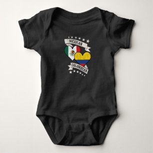 Mexican Colombian Heart Flags Mexico Colombia Baby Bodysuit