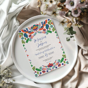 Mexican Colorful Botanical Aesthetic Boda Wedding Invitation