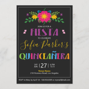 Mexican colorful Fiesta Quinceañera Invitation