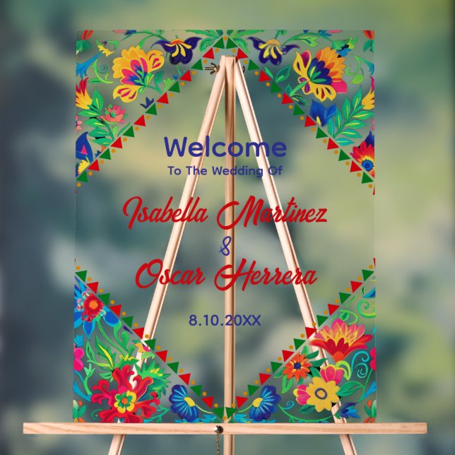 Mexican colourful chic wedding acrylic sign (Neutral)