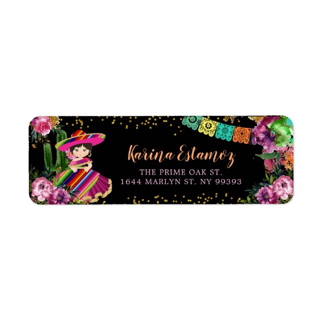 Mexican Colourful Fiesta Floral Birthday Address (Front)