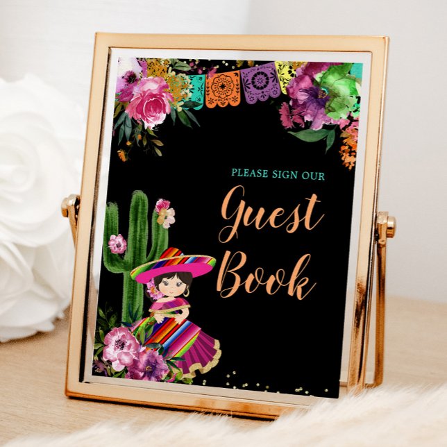 Mexican Colourful Fiesta Floral Birthday Guest Boo Poster (Creator Uploaded)
