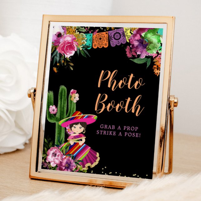 Mexican Colourful Fiesta Floral Birthday Photo Boo Poster (Creator Uploaded)