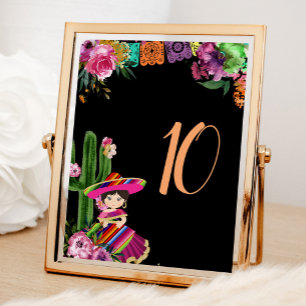 Mexican Colourful Fiesta Floral Birthday Table Number