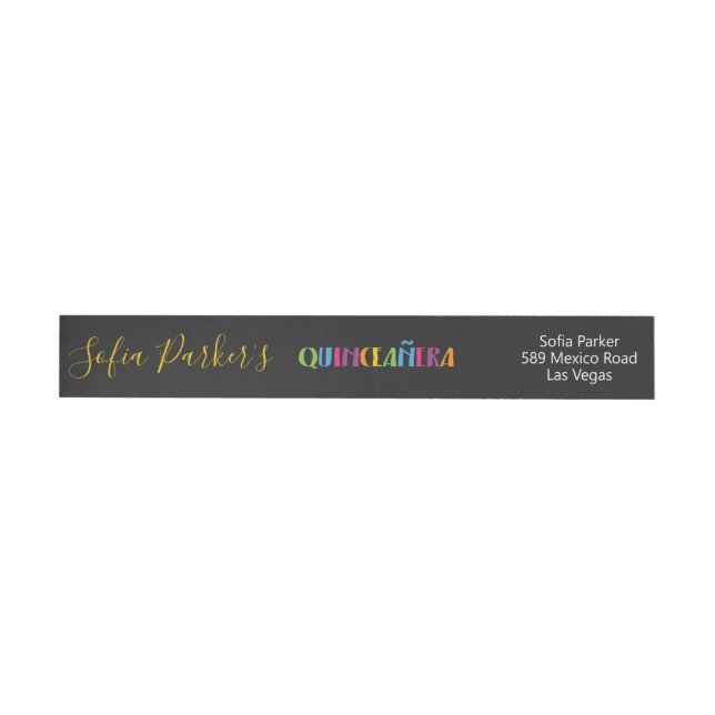Mexican colourful Fiesta Quinceañera Wrap Around Label (Individual)