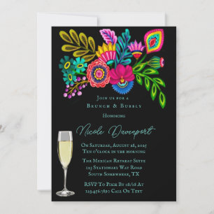 Mexican Colourful Flora Brunch and Bubbly  Invitation