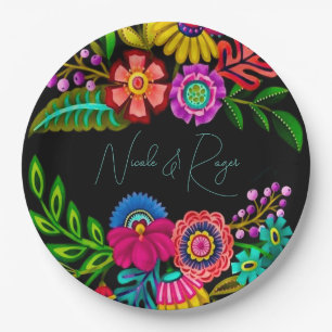 Mexican Colourful Flora Wedding Paper Plate