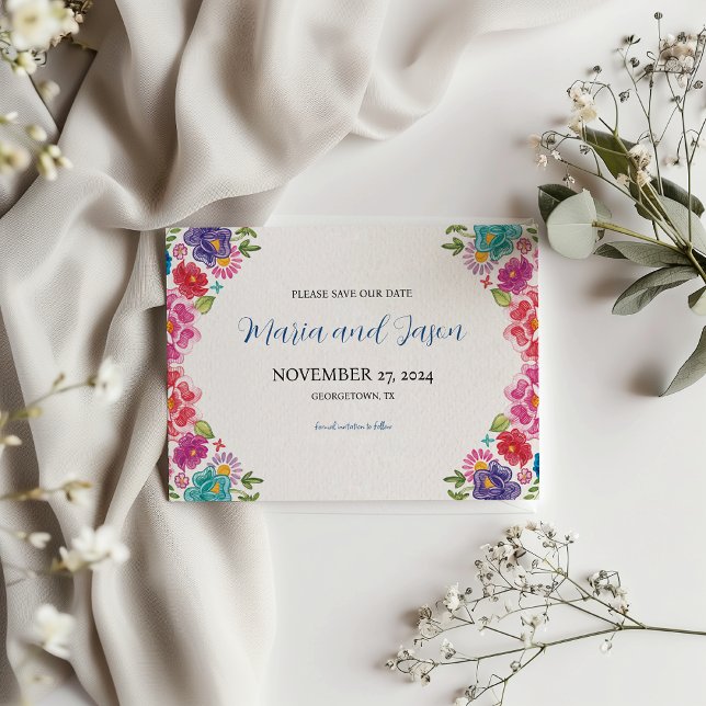 Mexican Colourful Floral Botanical Fiesta Wedding Save The Date (Mexican Colorful Floral Botanical Fiesta Wedding Save The Date)