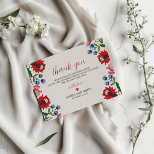 Mexican Colourful Floral Botanical Modern Wedding Thank You Card