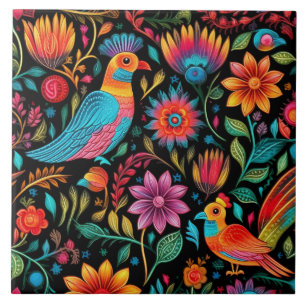 Mexican colourful floral pattern tile