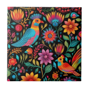 Mexican colourful floral pattern tile