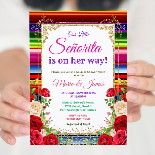 Mexican Colourful Flowers Fiesta Couples shower   Invitation (Creator Uploaded)