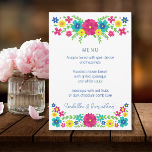 Mexican colourful flowers menu